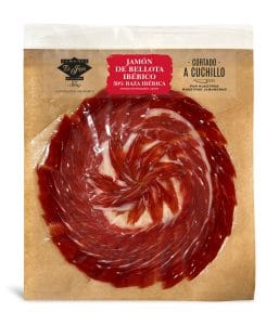 Jamón ibérico de bellota a cuchillo envasado al vacío 90 grs